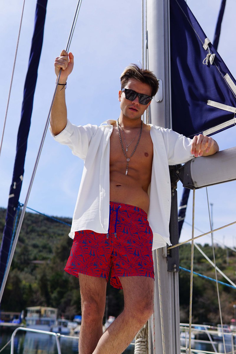 Miami Beach | Hoogwaardige Kwaliteit Zwemshort | Zwembroek | Beachshort | Heren | Sneldrogend | | 185 Red — afbeelding 5