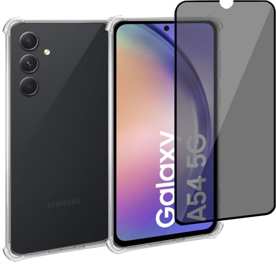 Geschikt voor Samsung A14 5G Hoesje Privacy Screenprotector – Privé - Gehard Glas Cover