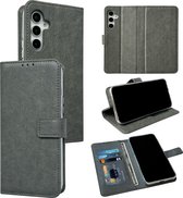 Casemania Hoesje Geschikt voor Samsung Galaxy A14 Grijs - Portemonnee Book Case - Kaarthouder & Magneetlipje
