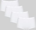 Vier witte maxi slips met beige kanten randje en tailleband.