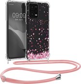 kwmobile telefoonhoesje geschikt voor Xiaomi Redmi Note 12 5G / POCO X5 5G - Hoesje met telefoonkoord - Back cover voor smartphone - Case in poederroze / donkerbruin / transparant