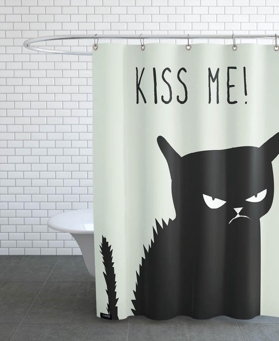 WENKO Duschvorhang Cute Cat, Textil-Vorhang fürs Badezimmer, mit Ringen