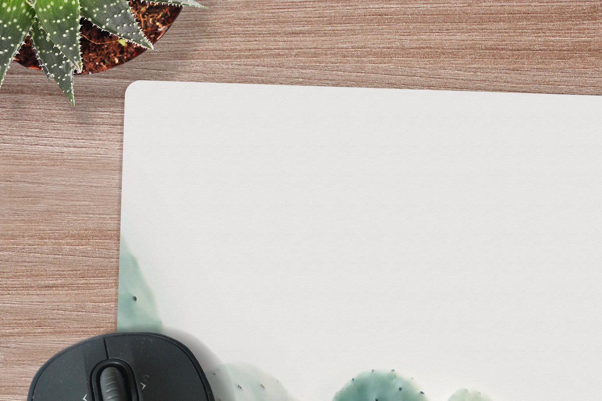 Muismat XXL 80x60 cm - Bureau onderlegger - Bureau mat Cactus - Groen - Plant - Natuur - Bureaumat - Gaming mousepad xl - Bureaulegger groot - Computer deskmat