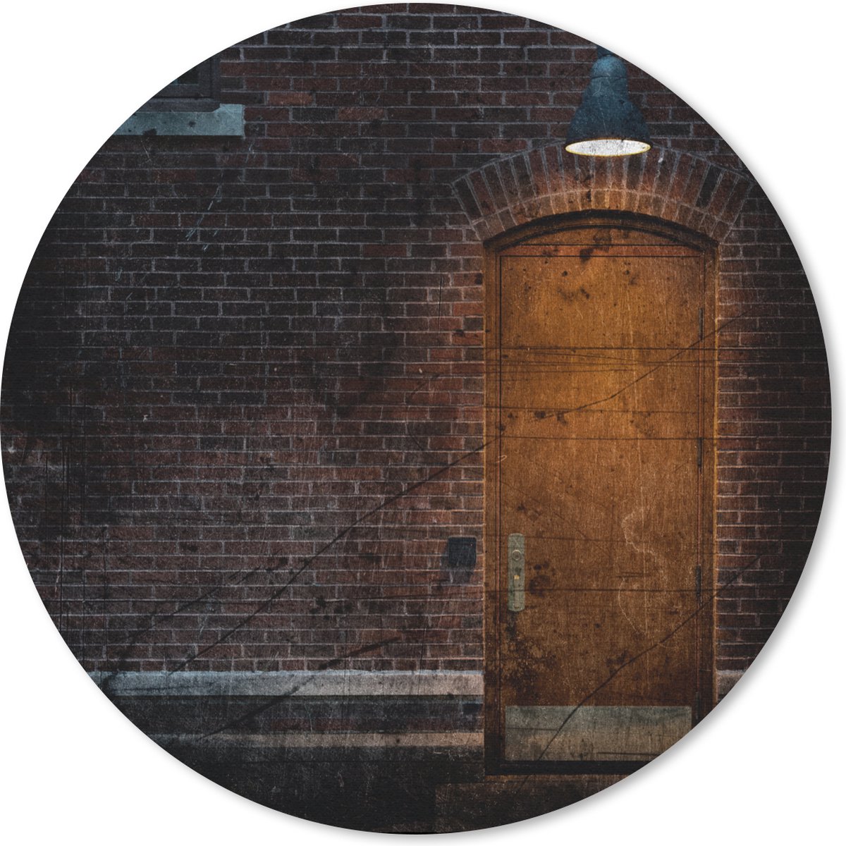 Muismat rond 30x30 cm - Mousepad Deur - Muur - Lamp - Architectuur - Ronde muismatten