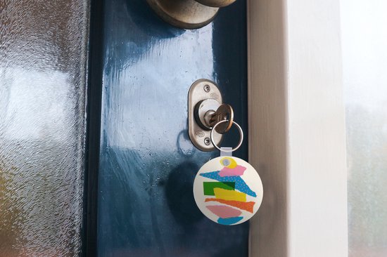 Porte-clés - Abstrait - Art - Formes - Arc-en-ciel - Plastique - Rond - Cadeaux à distribuer