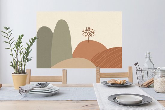 Muurstickers - Sticker Folie - Pastel - Bergen - Landschap - Abstract - 90x60 cm - Plakfolie - Muurstickers Kinderkamer - Zelfklevend Behang - Zelfklevend behangpapier - Stickerfolie