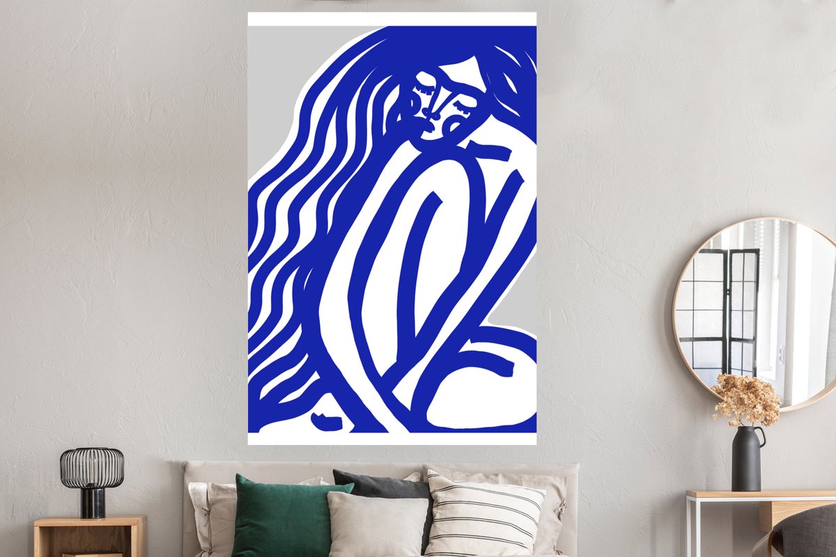 Blauw - Portret - Vrouw - Abstract