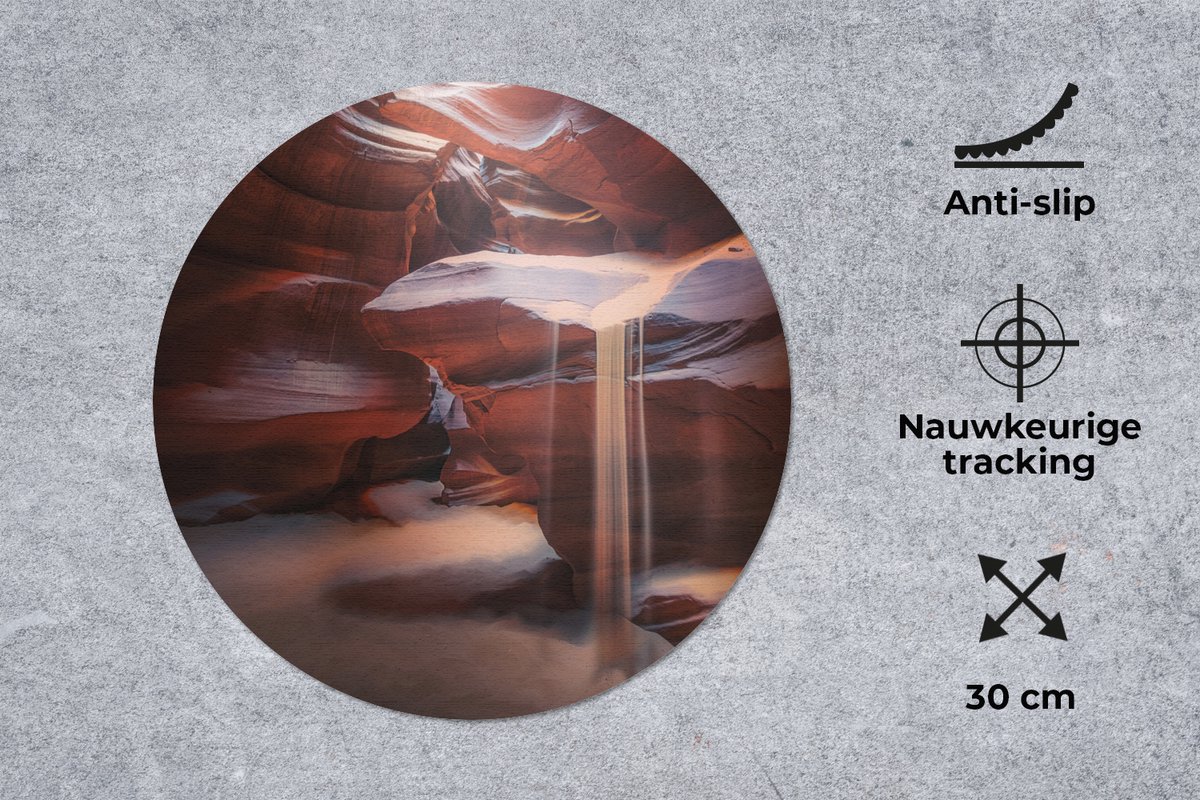 Muismat rond 30x30 cm - Mousepad Landschap - Grot - Zand - Natuur - Ronde muismatten