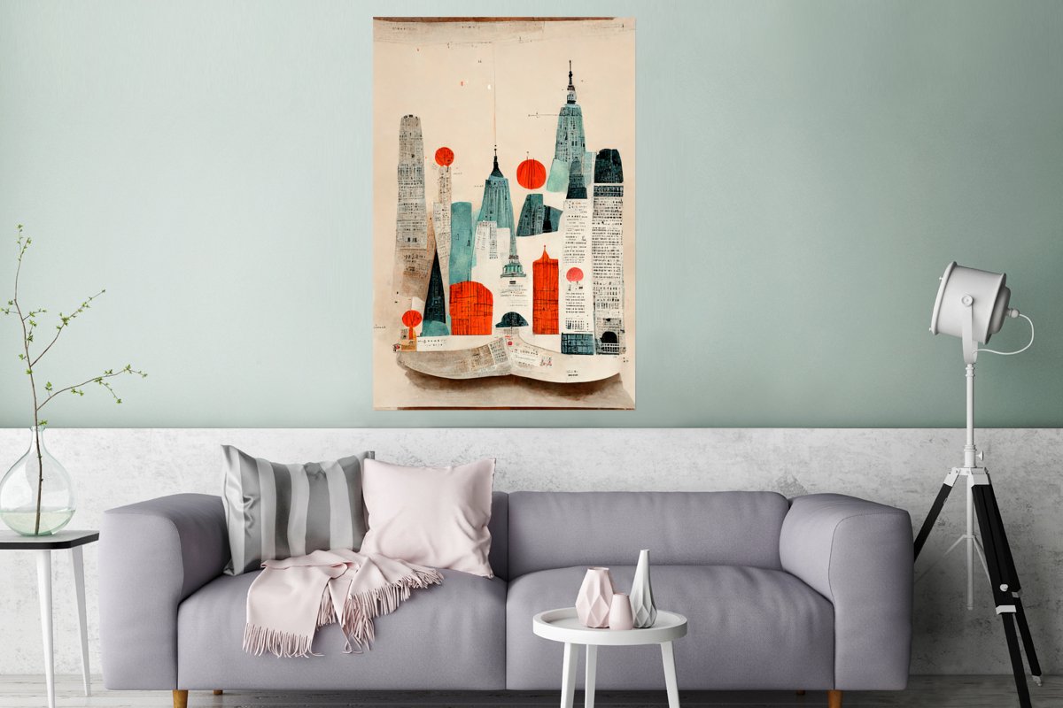 Vintage - Rood - Kleuren - Stad - Skyline