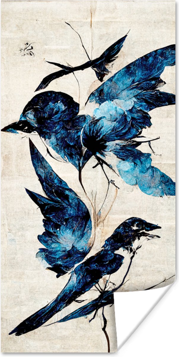 Vogels - Dieren - Blauw - Vintage