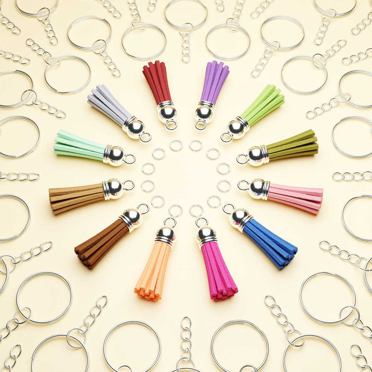 Krimpfolie Knutselpakket Unicorn (extra) - Krimpfolie Sleutelhangers of Sieraden Maken - 10 vellen krimpfolie - 24 Eenhoorn Kleurpotloden - 50 sleutelringen met kwastje - 3x Kunststof Broekketting - 100 Splitringen zilverkleur 0,7x6 mm — afbeelding 4