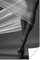 Poster - Vrouw - Lichaam - Dans - Doek - Fotografie - Posters zwart wit - Wanddecoratie - 20x30 cm - Muurposter