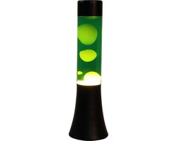 i-Total Lavalamp - Lava Lamp - Sfeerlamp - 30x9 cm - Glas/Aluminium - 25W - Groen met witte Lava - Zwart - XL2458