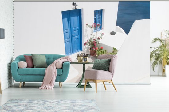 Architectuur - Blauw - Wit - Deur - Behangpapier