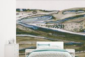 Behang - Fotobehang Abstract - Heuvels - Natuur - Groen- Kunst - Breedte 325 cm x hoogte 260 cm - Behangpapier