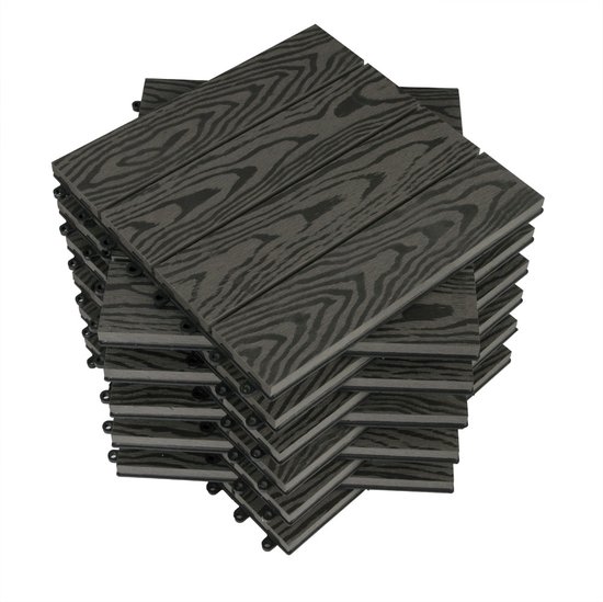 WPC-terras tegels 30x30 cm 22er Spar Set für 2m² lichtbruin in hout look voor