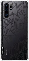 Casetastic Huawei P30 Pro Hoesje - Softcover Hoesje met Design - Abstraction Lines Black Transparent Print