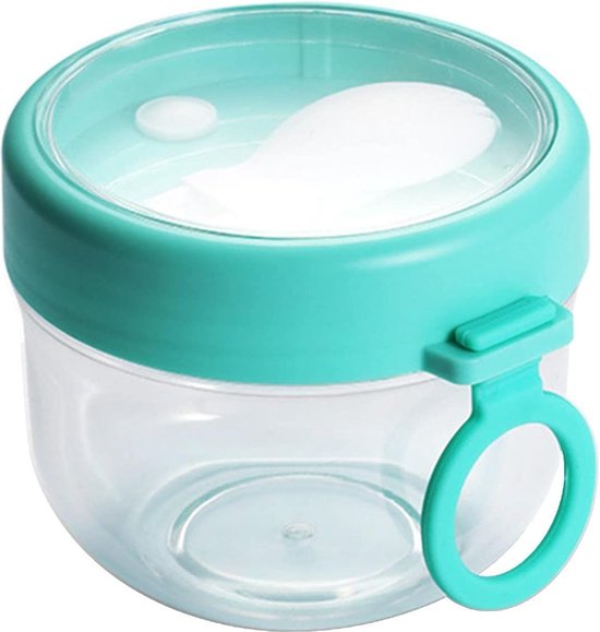 Yoghurtbeker om mee te nemen met lepel, glazen mueslibeker met deksel, 350 ml, yoghurtglazen, overnight oats, glazen voor yoghurt, muesli, Mepal pap, melk, vruchten (wit en grijs