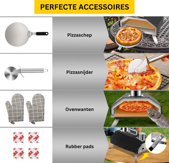 Bolture Pizza Oven Buiten - Houtgestookte Pizza Oven Tot 300ºC - Pizzasteen - RVS - Inclusief Pizzaspatel van bolture — afbeelding 4