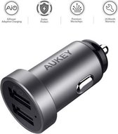 Aukey Universele Dual USB Autolader 2.4 Ampère - Grijs