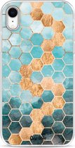 Casetastic Apple iPhone XR Hoesje - Softcover Hoesje met Design - Honeycomb Art Blue Print