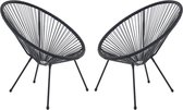MYLIA Set de 2 chaises de jardin en fils de résine tressés noirs - ALIOS II L 72 cm x H 83,5 cm x P 82 cm
