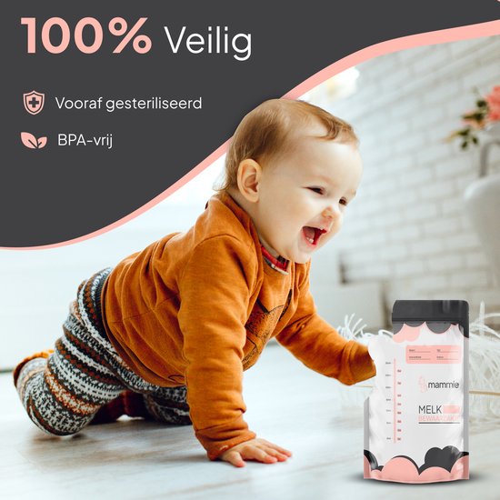 Mammie Moedermelk Bewaarzakjes met Schenktuit - Extra Groot - 300 ML - 100 stuks - Borstvoeding Bewaarzakje - BPA vrij - Mammie