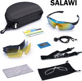 Salawi Blauw - fietsbrillen heren – fietsbril dames – transparant - meerkleurig - 5 verwisselbare lenzen - - zonnebril - bril - brillen