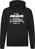 Ik ben Janine, elk drankje dat jullie me vandaag aanbieden drink ik op Hoodie | jarig | verjaardag | vrijgezellenfeest | kado | naam | Trui | Sweater | Capuchon