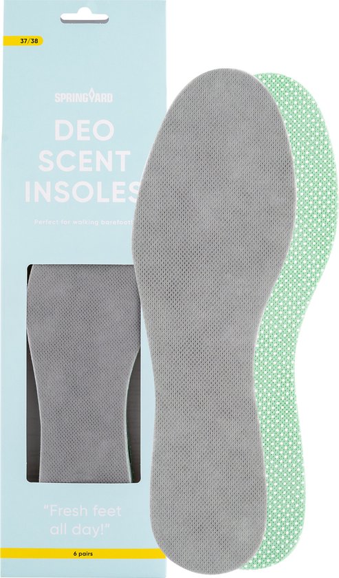 Springyard Deo Scent Insoles - inlegzolen voor blote voeten - droge voeten en schoenen - frisse geur - 6 paar - maat 39/40