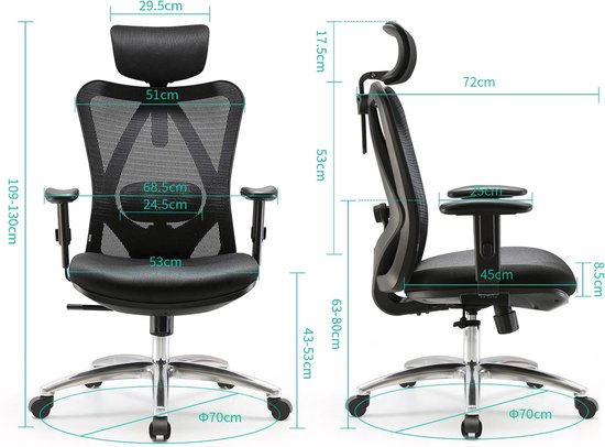 Ergonomische Bureaustoel - Office Chair - Verstelbaar - Volwassenen - Zwart - Zedar B600 - Zedar