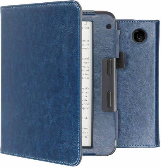 Hoesje geschikt voor Kobo Libra 2 E-reader - iMoshion Vegan Leather Bookcase - Ook geschikt voor Tolino Vision 6 - Donkerblauw