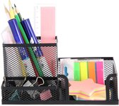 Decopatent® Pennenbak met 3 vakken - Pennenhouder - Desk - Bureau organizer - Pennenbakje - Metaal - Mesh - Pennenbakjes - Zwart