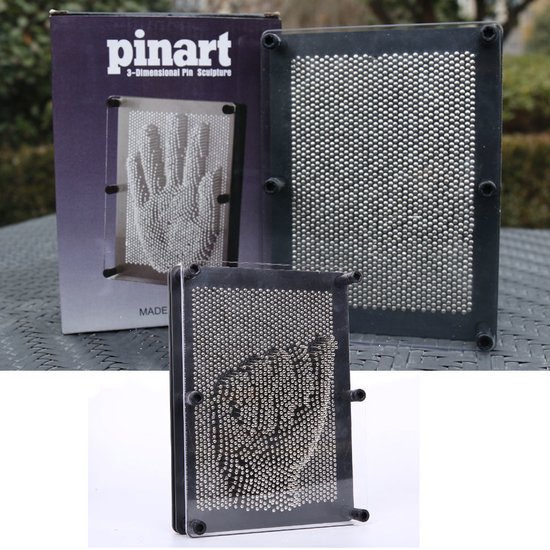 Decopatent® Pin Art XL - Spijkerspel - Pinart spijkerbed - Pinnen spel - Spijkerspel - 3D afdruk - Handafdruk - Spellen met spijkers - Zwart - 15x20 Cm