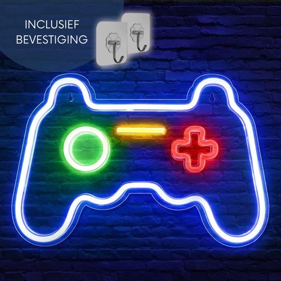 ZoeZo - Applique néon manette Playstation - Comprenant 2 crochets de suspension - Manette de jeu - Siècle des Lumières néon - Eclairage d'ambiance - Lampe led - PS4 - PS5 - Mancave