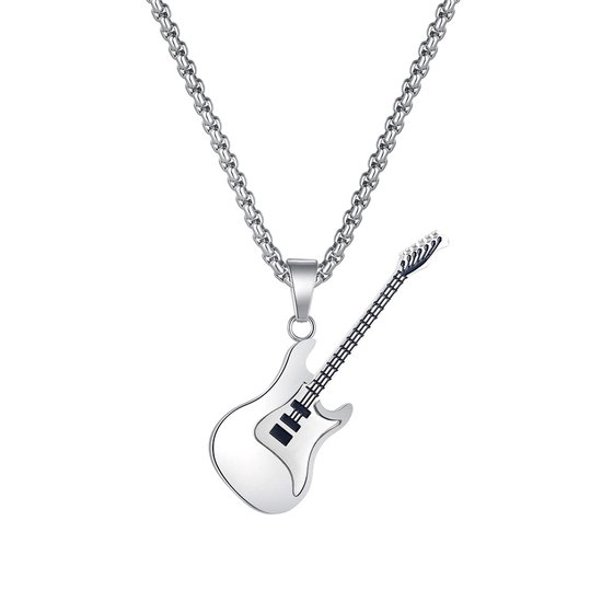 Pendentif médiator en argent avec guitare électrique