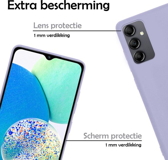 Hoesje - 2 Stuks - Geschikt voor Samsung Galaxy A14 - Sterk & Shockproof - Case Siliconen - Back Cover - Telefoon Hoes - Telefoonhoesjes - Lila