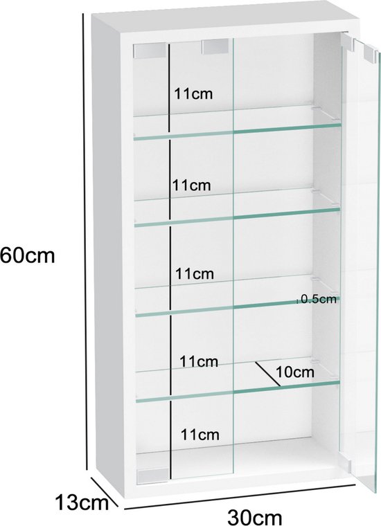 SVNR Armoire De Salle De Bain Avec Miroir - 100 X 60 X 13 Cm - 3 Portes