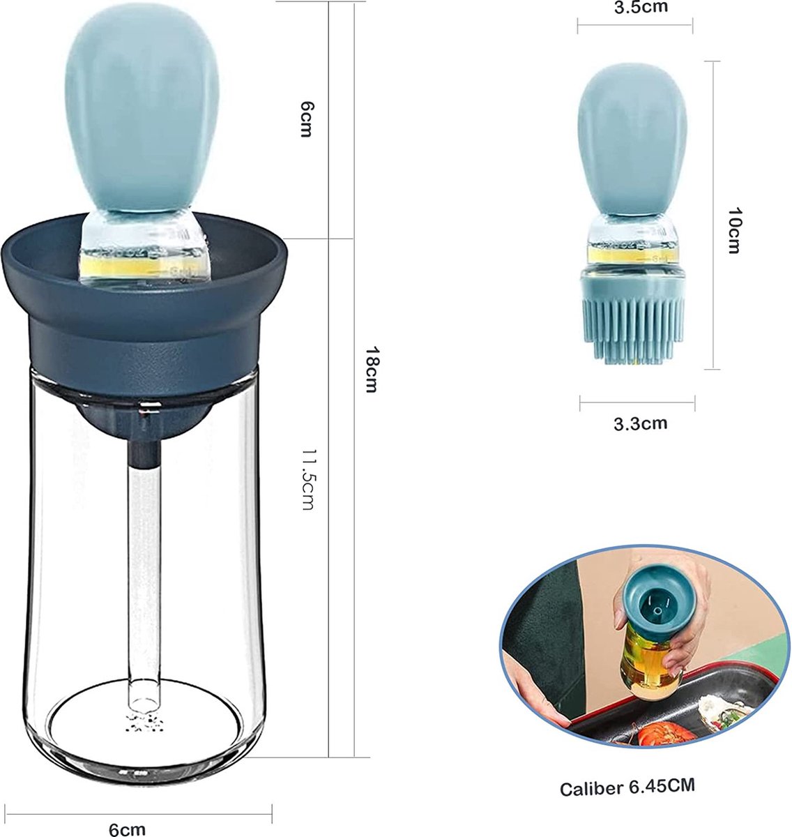 Bouteille Huile,Brosse à Bouteille D'huile,Bouteille d'Huile avec Pinceau à  Badigeonner en Silicon