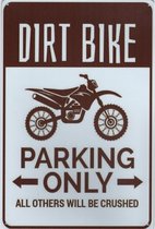 Wandbord Transport Motor Humor - Parking Only Dirt Bike
