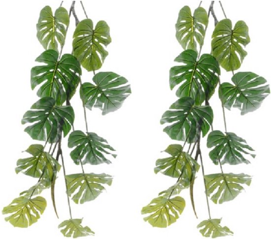 2x stuks groene Monstera/gatenplant kunstplant slinger 110 cm