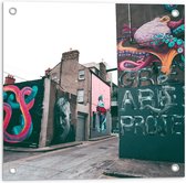 Tuinposter – Straat vol met Graffiti - 50x50 cm Foto op Tuinposter (wanddecoratie voor buiten en binnen)