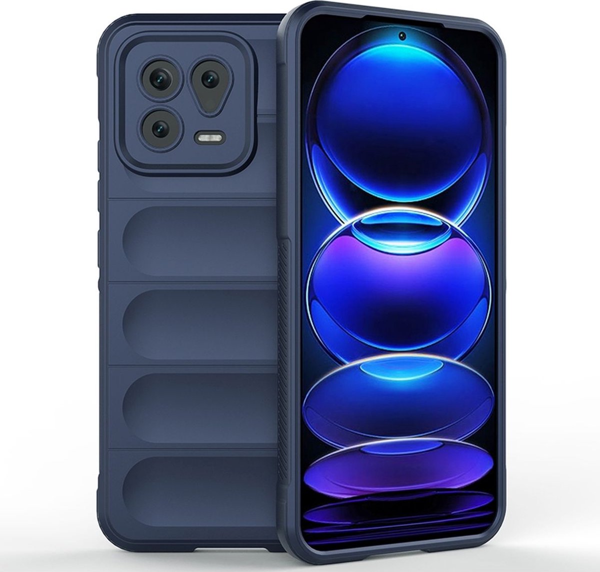 Mobigear Hoesje geschikt voor Xiaomi 13 Telefoonhoesje Flexibel TPU | Mobigear Bumpy Backcover | 13 Case | Back Cover - Donkerblauw