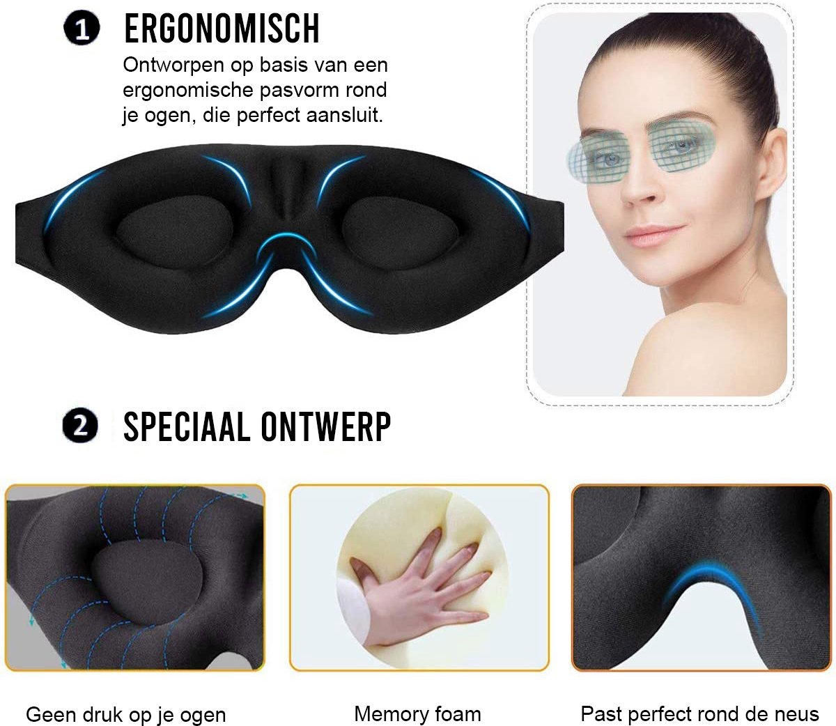 Heren Winddichte Katoenen Slaapmuts en Oogmasker voor Nachtelijke