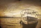 Fotobehang - Vlies Behang - Vintage Boot in Zee - 254 x 184 cm