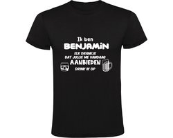 Ik ben Benjamin, elk drankje dat jullie me vandaag aanbieden drink ik op Heren T-shirt | jarig | verjaardag | cadeau | kado