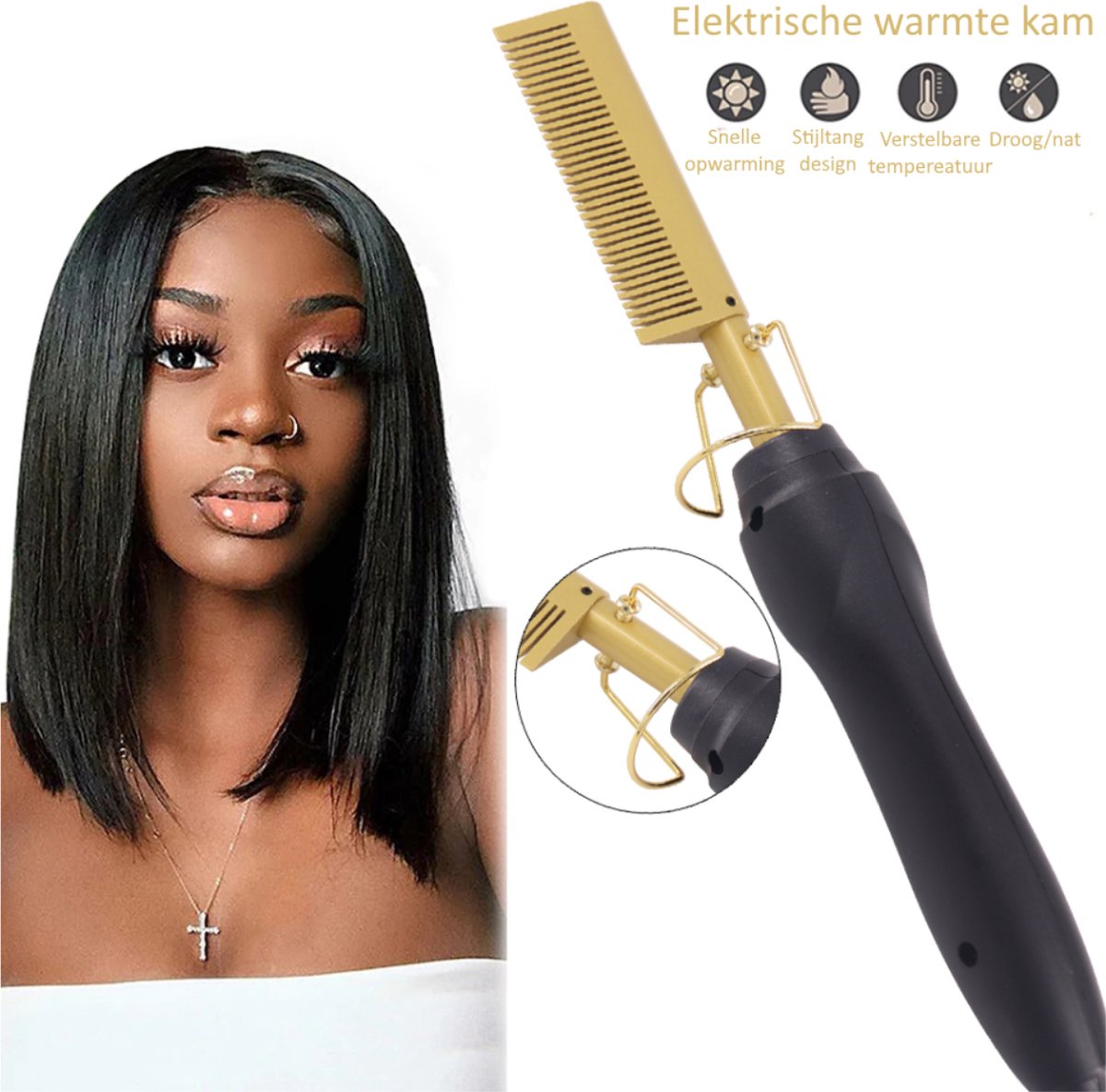 Hot Comb Elektrische Haarkam Stijlborstel Stijltang Mannen