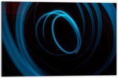 Dibond - Willekeurige Blauwe Cirkels in Donkere Omgeving - 60x40 cm Foto op Aluminium (Met Ophangsysteem)
