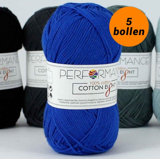 Cotton huit coton au crochet bleu vif (1270) - 5 pelotes de 1 couleur