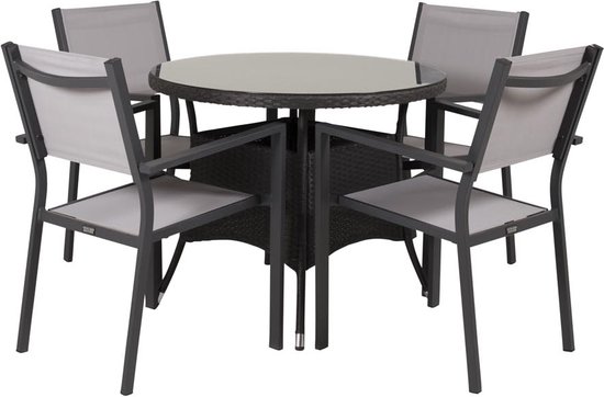 Dmora Ostuni Tuinmeubelset met 2 stoelen, 1 bank en 1 tafel